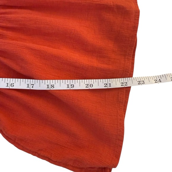 Madewell Eyelet Sleeve Lucie Smocked Peplum Blouse XS Fresh Chili Terracotta - Picture 12 of 12